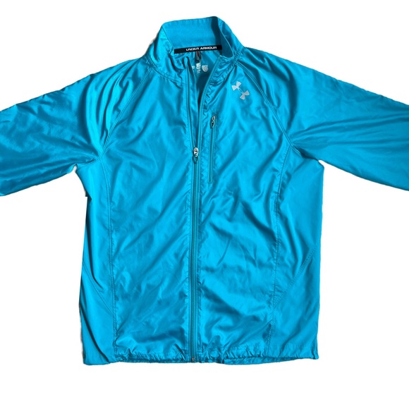 UNDER ARMOUR BRIGHT BLUE WINDBREAKER FULL ZIP JACKET SIZE MEDIUM - Picture 2 of 6